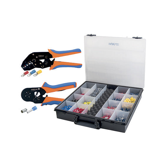 ABC Tools Assortimento B21962600 2800 Terminali + 2 Crimpatrici B 2193/44 e /54 in Cassetta