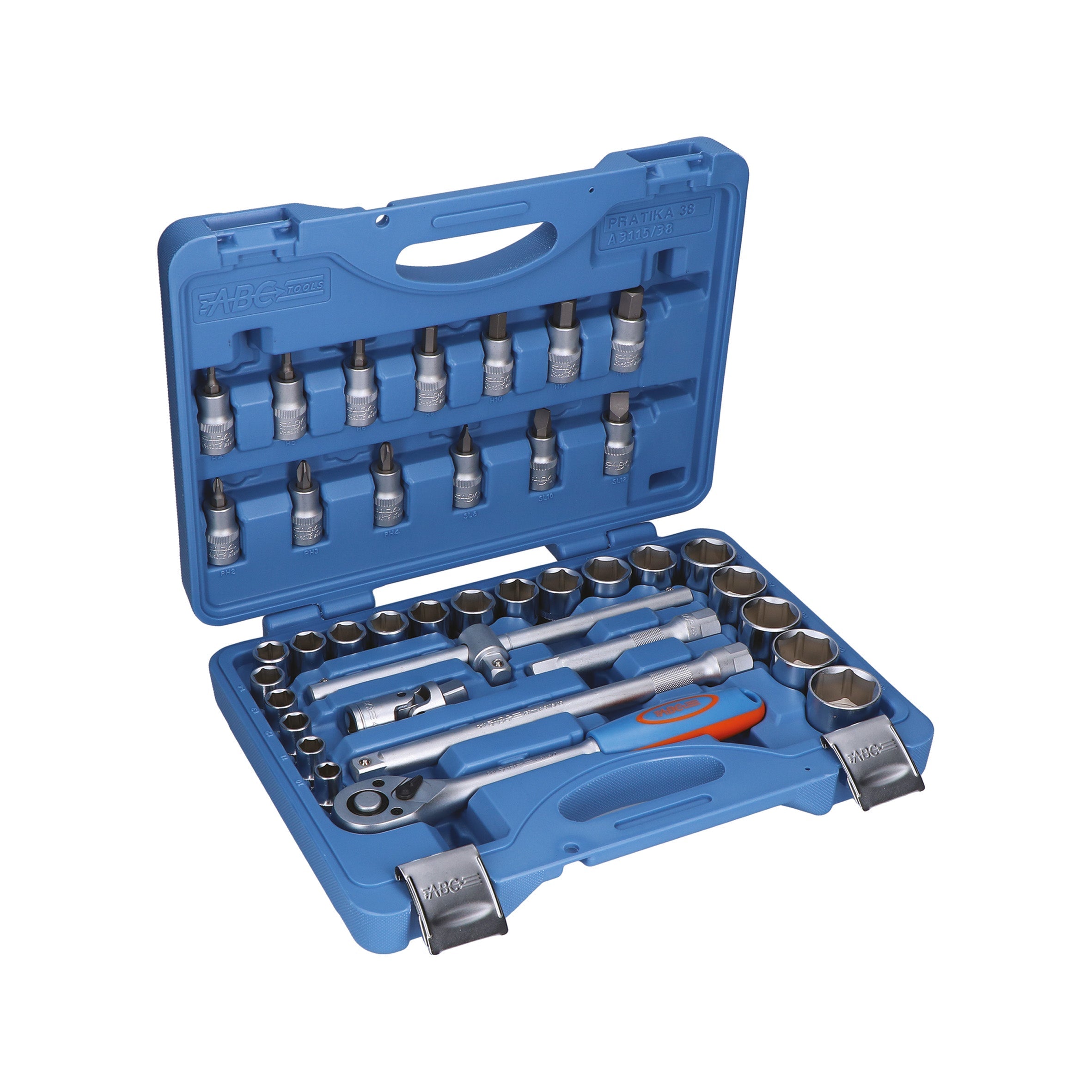 ABC Tools Assortimento Bussole A31153800, 38 Utensili, Attacco 1/2", 4-14 mm