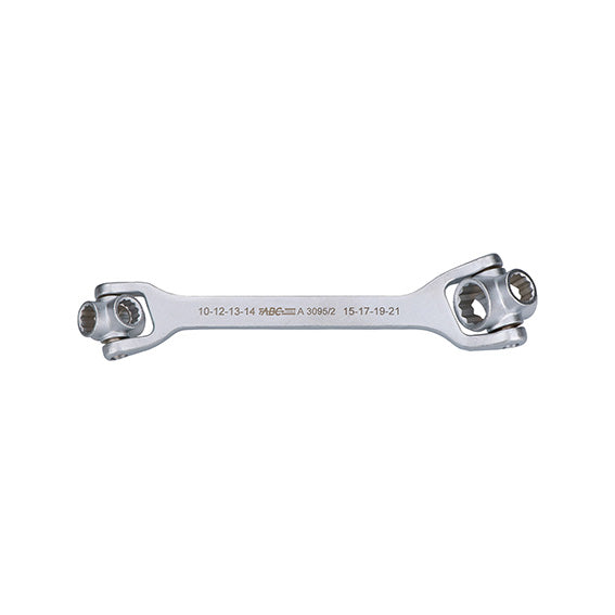 ABC Tools Chiave Speciale 8 in 1 a Doppia Bussola Snodata Poligonale A30952000, 10 - 12 - 13 - 14 e 15 - 17 - 19 - 21 mm