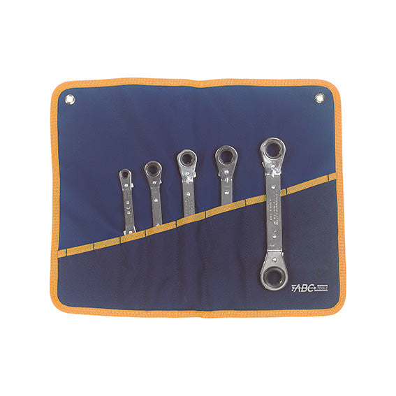 ABC Tools Serie di 5 Chiavi a Cricchetto con Teste Piegate a 25° A30905000