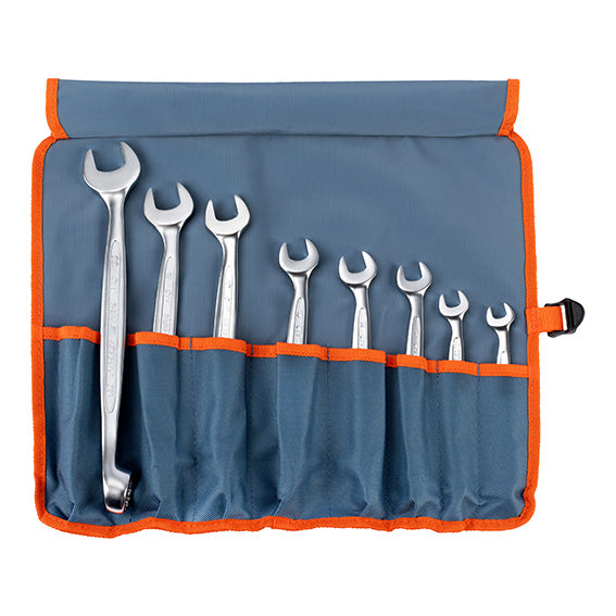 ABC Tools Serie di Chiavi Combinate a Delfino in Busta di Tessuto Avvolgibile A29366415, 15 Pezzi