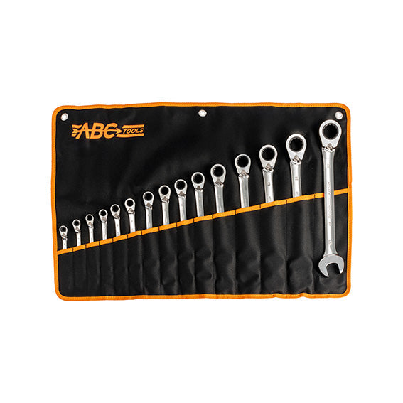 ABC Tools Serie di Chiavi Combinate con Cricchetto Reversibile A29391500, 15 Pezzi