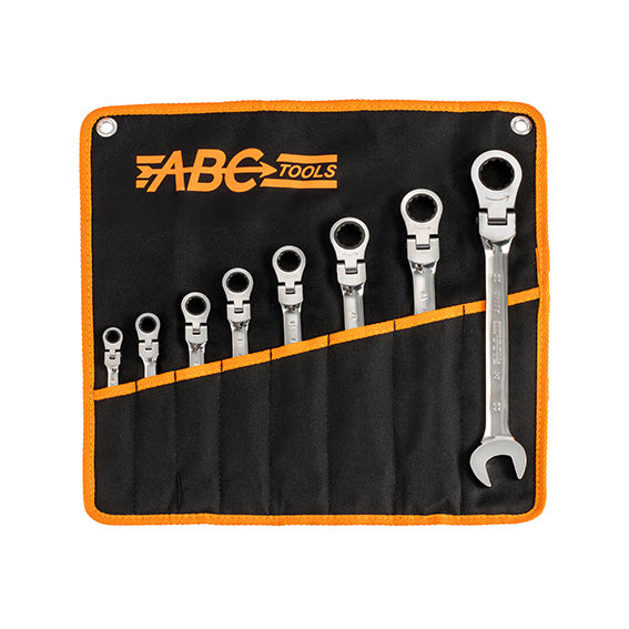ABC Tools Serie di Chiavi Combinate con Cricchetto Snodato A29408000, 8 Pezzi