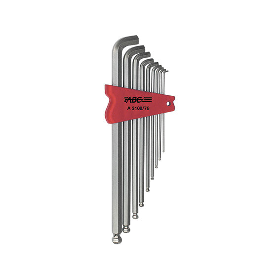ABC Tools Serie di 9 Chiavi Sferopoliedriche con Gambo Corto Piegato di 100° A31097800, con in plastica