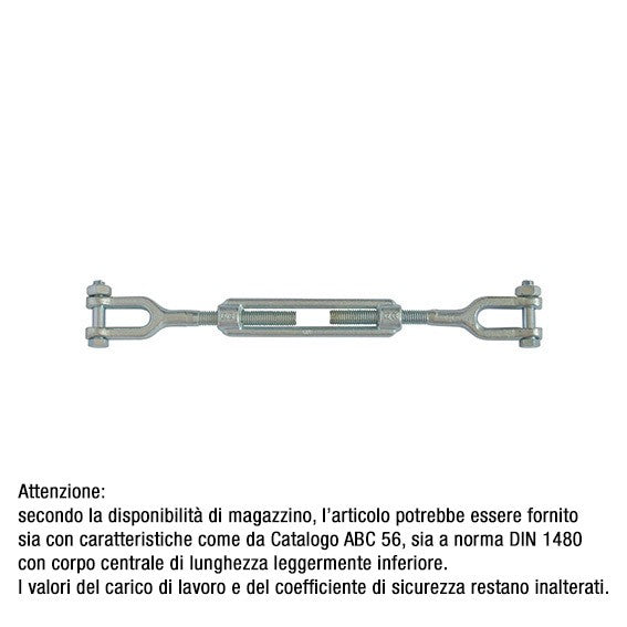 ABC Tools Tenditore Filettato Due Forcelle Zincato L 2224 1024 M24, Portata 2800 kg