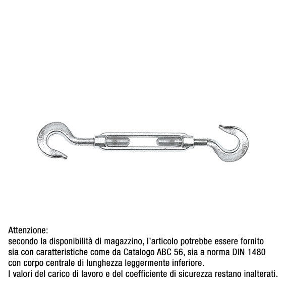 ABC Tools Tenditore Filettato Due Ganci Zincato L 2223 5016 M16, Portata 340 kg