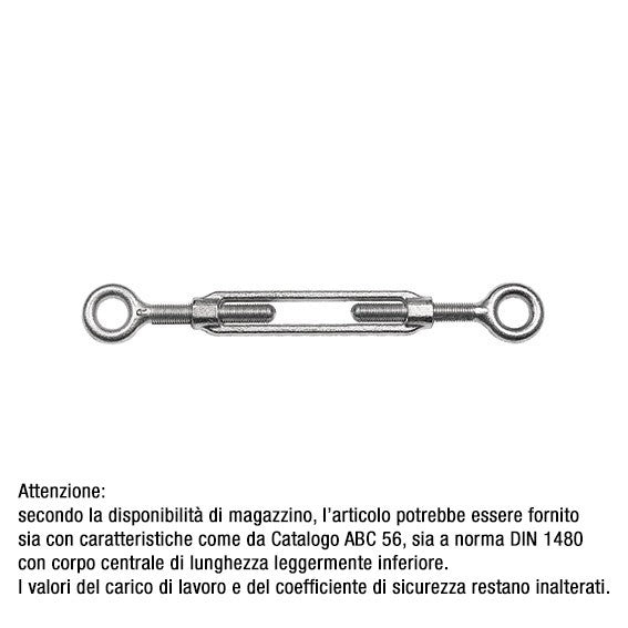 ABC Tools Tenditore Filettato Due Occhielli Zincato L 2222 0014 M14, Portata 800 kg