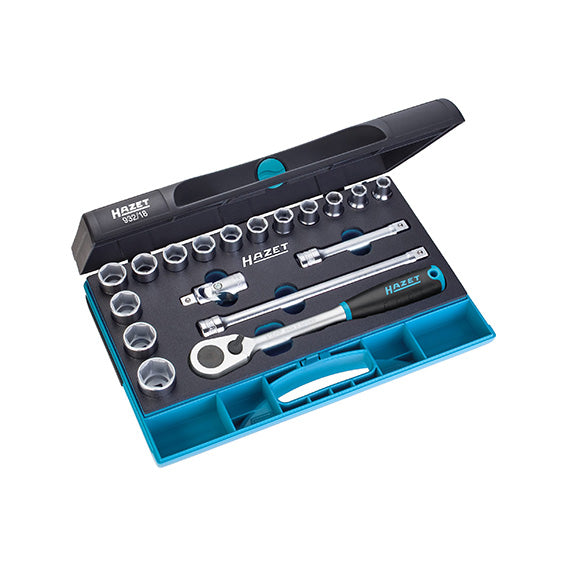 Hazet Assortimento Bussole A31422000, 18 Utensili, Attacco 1/2", 10-27 mm
