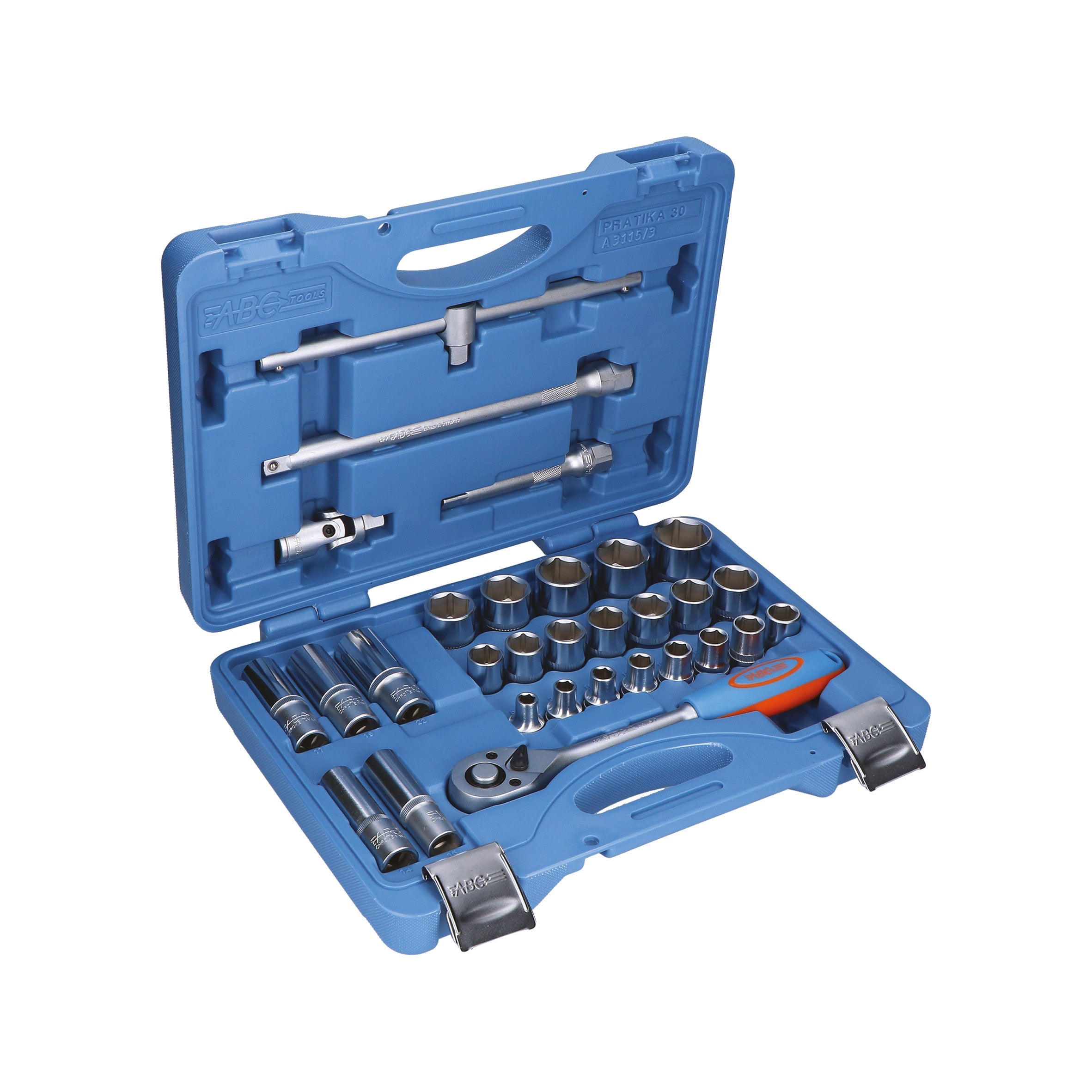 ABC Tools Assortimento Bussole A31153000, 30 Utensili, Attacco 1/2", 8-30 mm