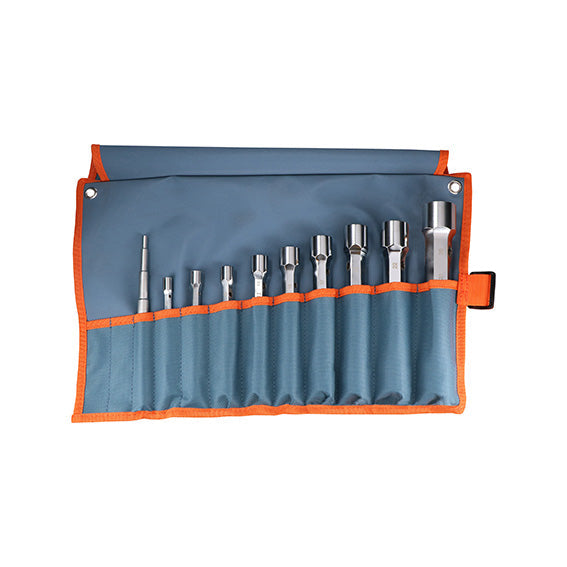 ABC Tools Serie di 9 Chiavi a Tubo Doppie Poligonali e 1 Spina A30318000, 10 Pezzi