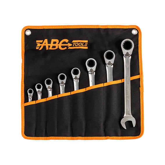 ABC Tools Serie di Chiavi Combinate con Cricchetto Reversibile A29398000, 8 Pezzi