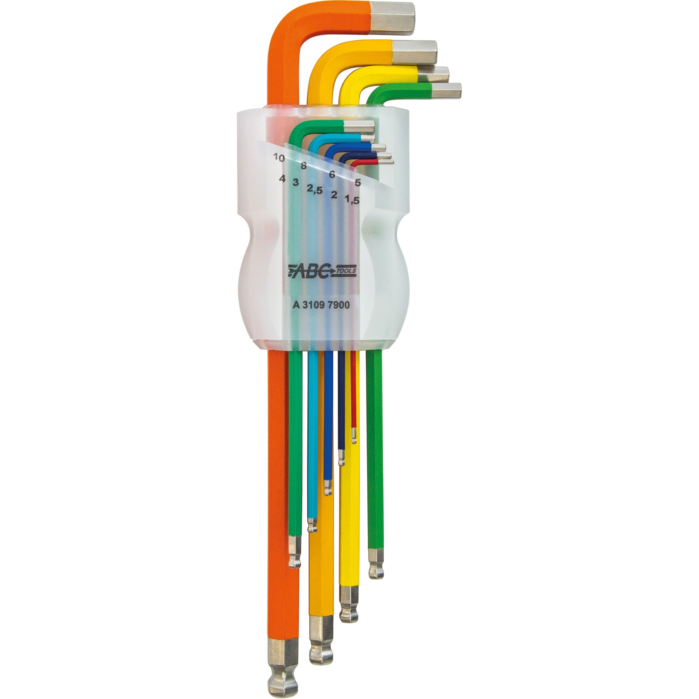 ABC Tools Serie di 9 Chiavi Sferopoliedriche Colorate A31097900, con in plastica