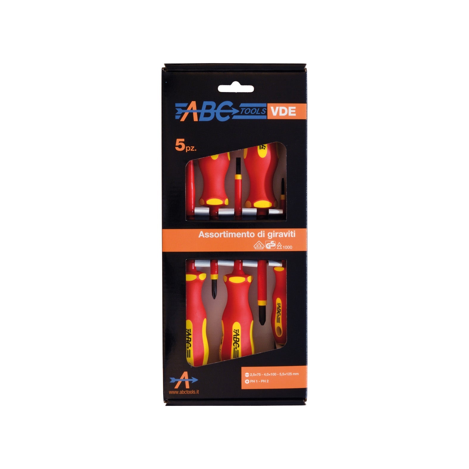 ABC Tools Serie Giraviti Isolati VDE M71017200, 5 Pezzi, Intaglio e Phillips