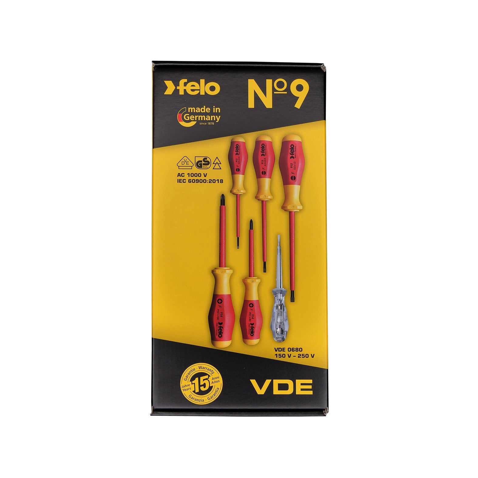 Felo Serie Giraviti Isolati VDE M71017600, 6 Giraviti e Cercafase, Intaglio e Phillips