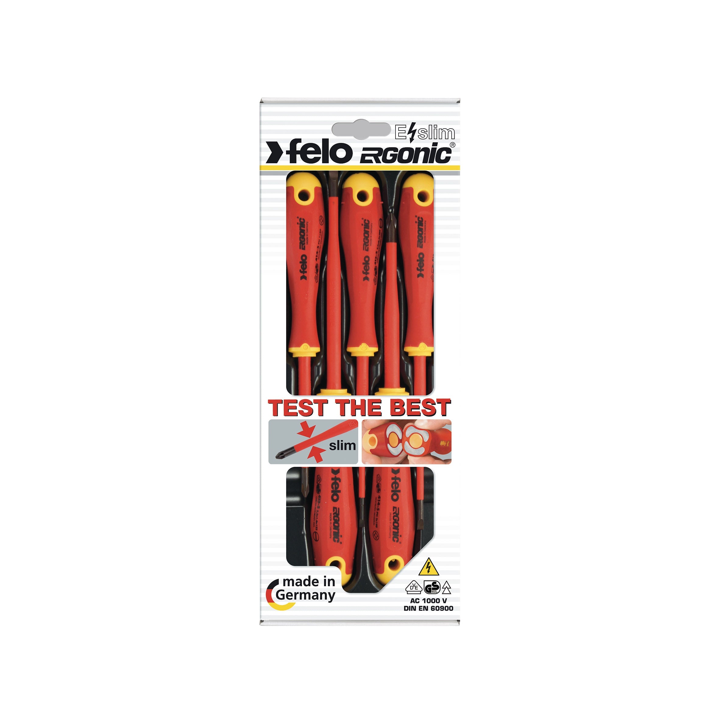 Felo Serie Giraviti Isolati VDE M71018500, 5 Pezzi Slim, Intaglio e Phillips