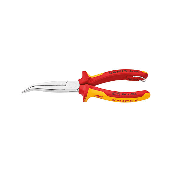 Knipex Pinza Isolata VDE con Protezione Anticaduta M71240300, Becchi Lunghissimi Piegati, Protezione Anticaduta, 200 mm